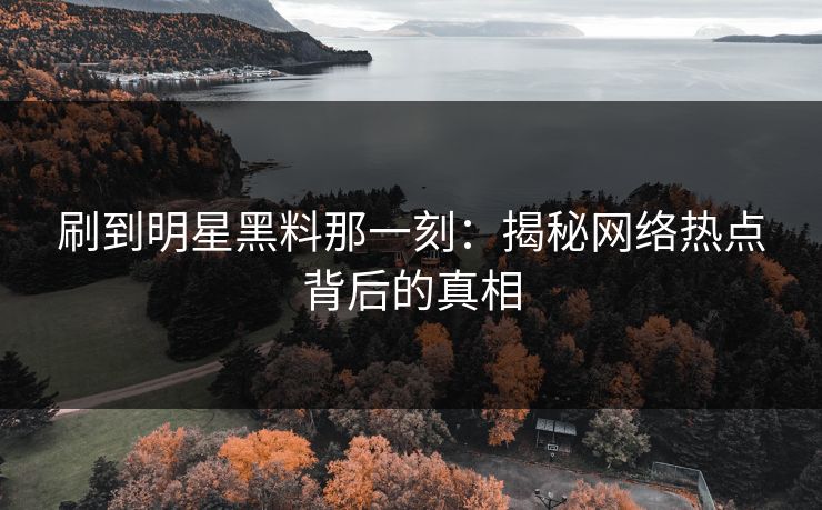 刷到明星黑料那一刻：揭秘网络热点背后的真相