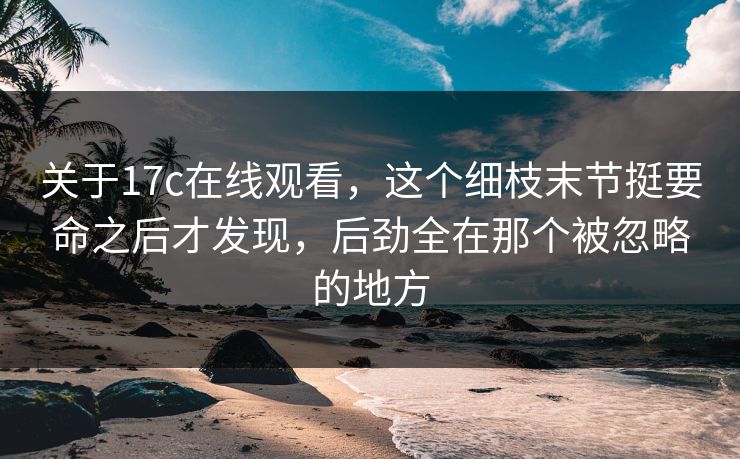 关于17c在线观看，这个细枝末节挺要命之后才发现，后劲全在那个被忽略的地方