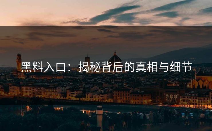 黑料入口：揭秘背后的真相与细节