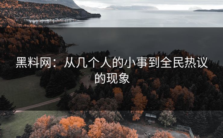 黑料网：从几个人的小事到全民热议的现象