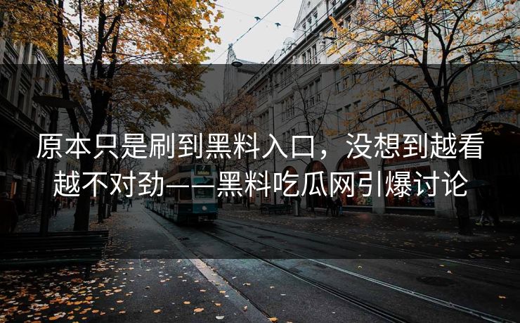 原本只是刷到黑料入口，没想到越看越不对劲——黑料吃瓜网引爆讨论